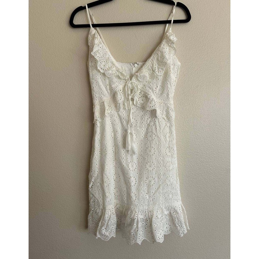 STORIA White Astoria Eyelet Mini Sundress S Cottagecore Boho Bridal Euro Summer